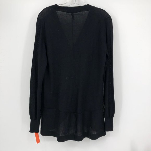 BCBG Black Button-Up Wool Sweater | Classic V-Neck Design - Picture 5 of 5